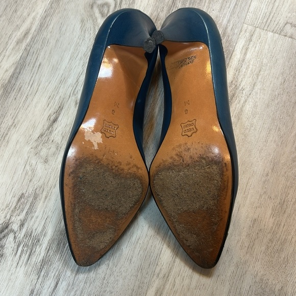 Vintage Nordstrom Italian Made Leather Heels Deep Blue Snakeskin Detail Pumps - Picture 5 of 10